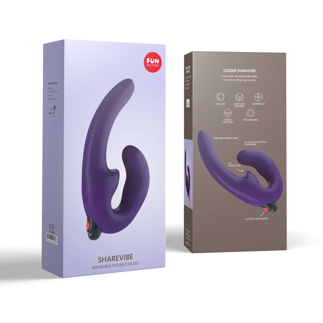 Fun Factory ShareVibe Strapless Double Dildo Dark Violet